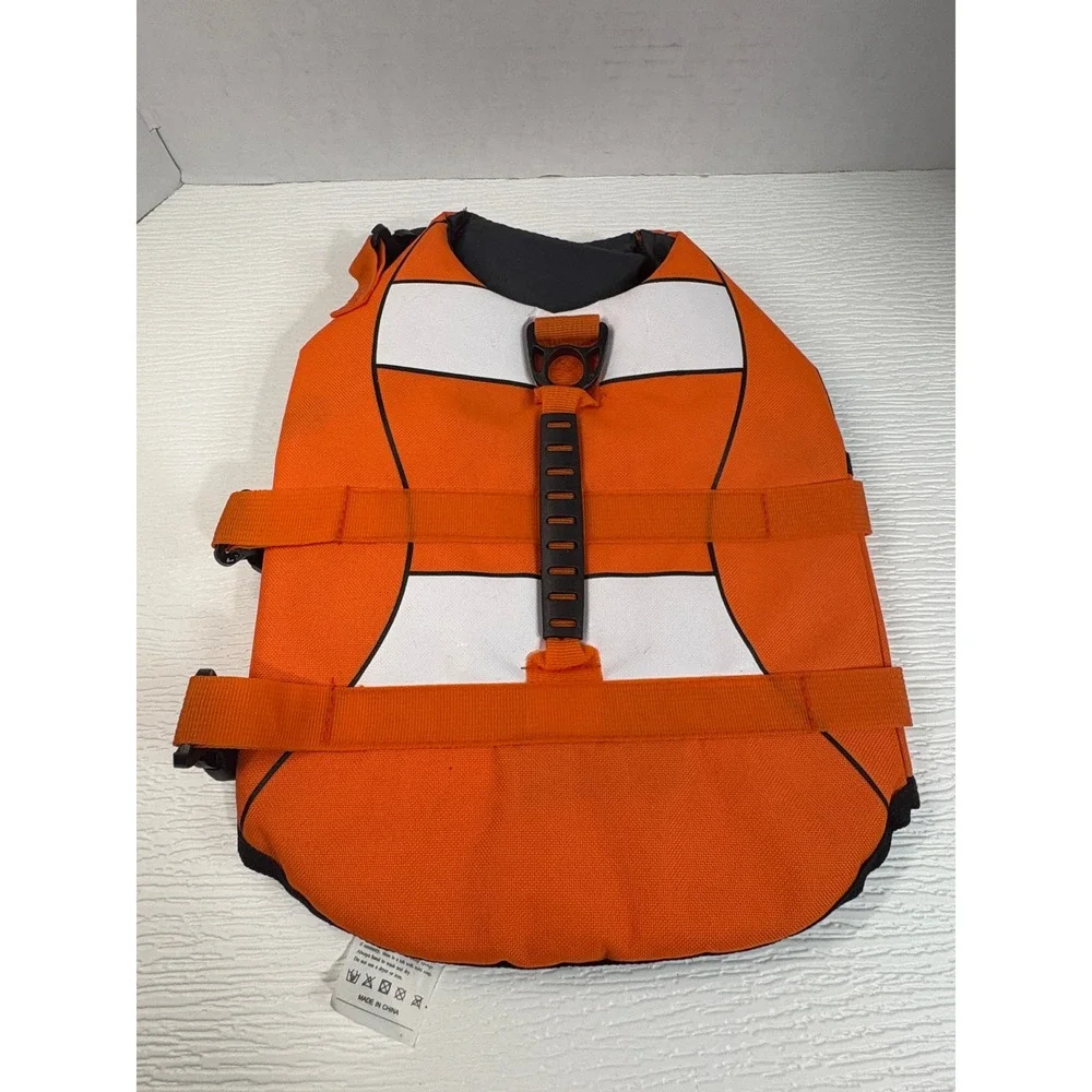 Clownfish Dog Life Jacket Orange White Stripe Pet Buoyancy Vest Small S0172